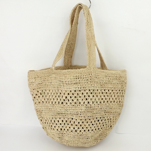 AFRICANSQUARE / Raffia Crochet Tote Bag, Checker, Natural
